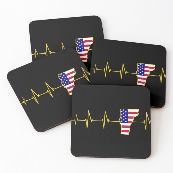Item preview, Vermont Map Heartbeat with the usa Flag designed and sold by B3N-arts.
