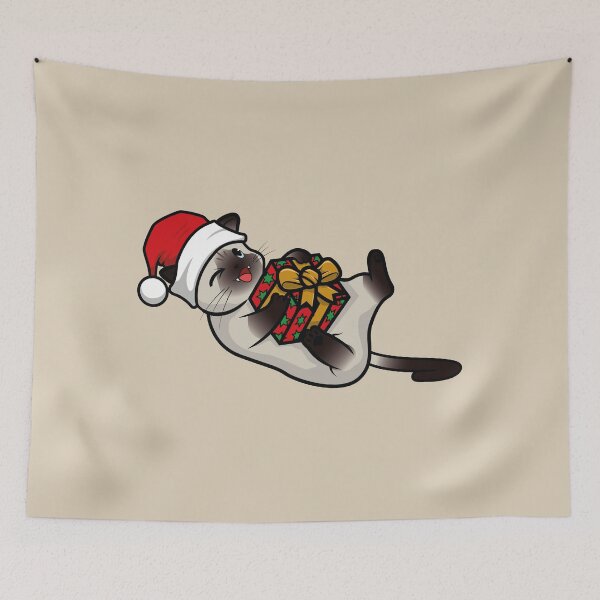 Item preview, Cute Santa Siamese Cat Gift designed and sold by MnMKawaiiPrints.