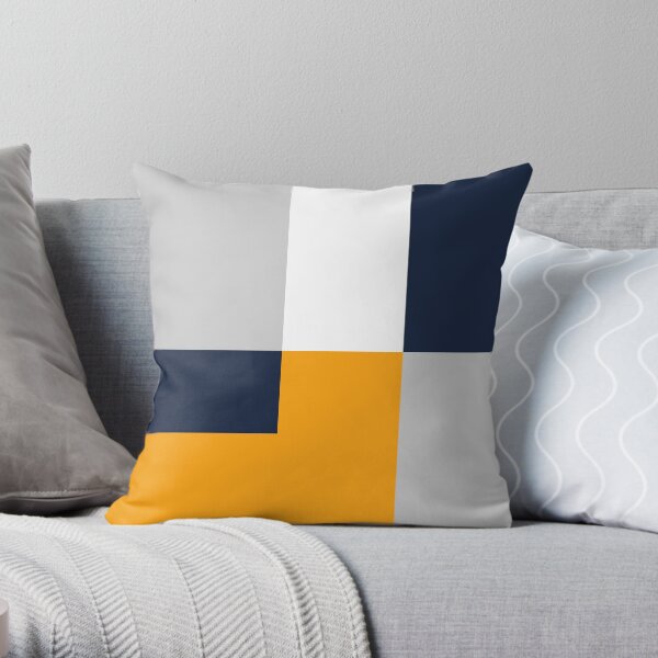 Modern Color Block - Navy, Grey and Yellow Throw Pillow