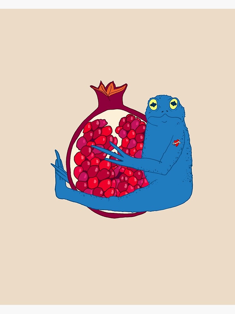Disover Frog Toad With Tattoo Hugging a Pomegranate Premium Matte Vertical Poster