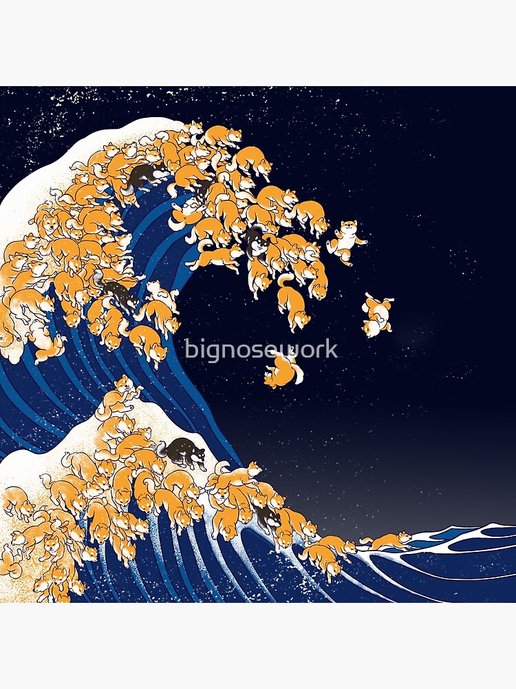 Shiba Inu The Great Wave in Night by bignosework