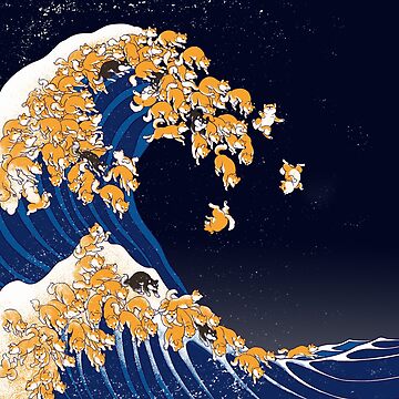 Shiba Inu The Great Wave in Night