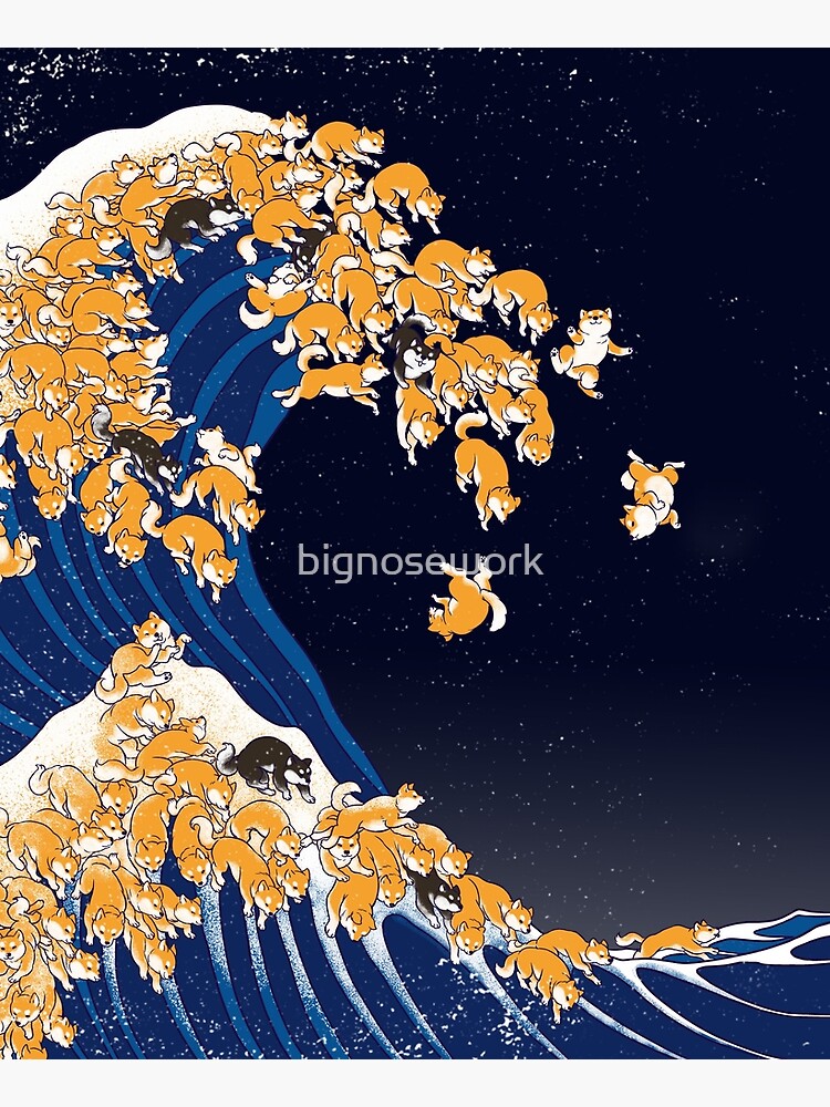 Shiba Inu The Great Wave in Night by bignosework
