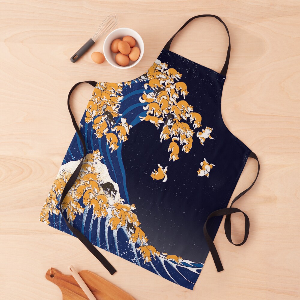 Shiba Inu The Great Wave in Night Apron