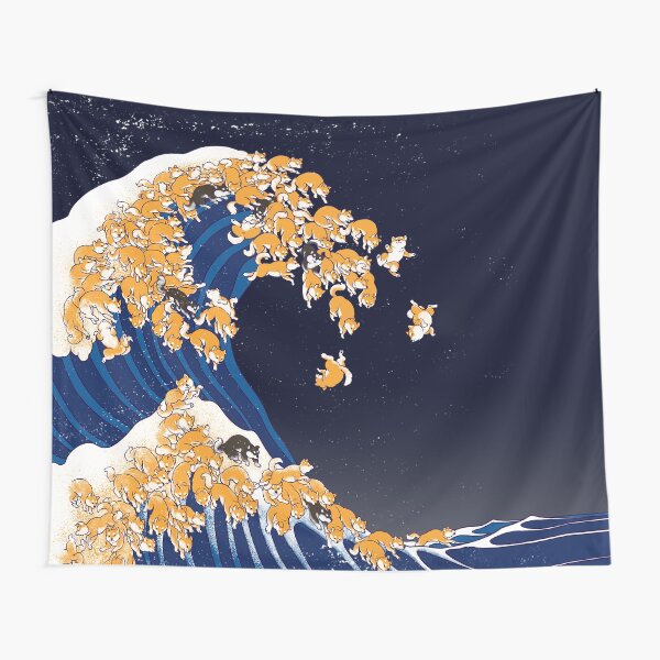 Aperçu de l'œuvre Shiba Inu La Grande Vague dans la Nuit créée et vendue par bignosework.