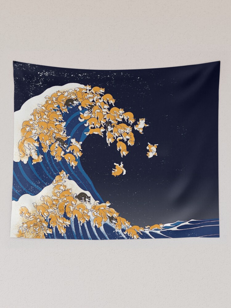 Shiba Inu The Great Wave in Night