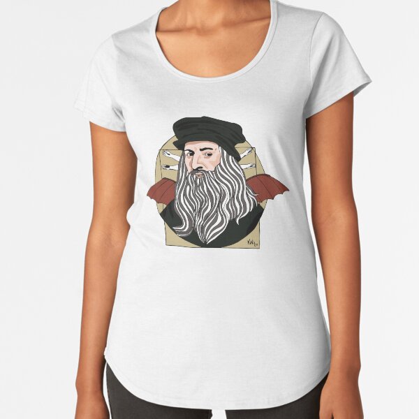 Leonardo Da Vinci Camiseta premium de cuello ancho