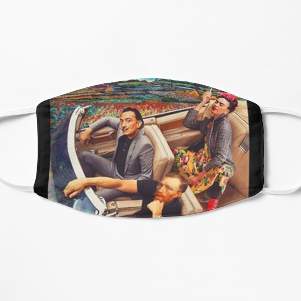 Famous Artists, vincent van gogh, frida kahlo, salvador dali, banksy, van gogh, frida, dali, artist parody Flat Mask
