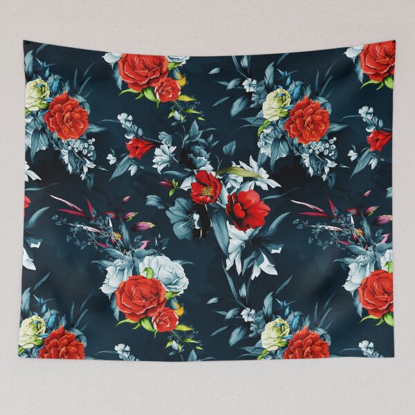 Item preview, Red rose and colorful flowers pattern designed and sold by Rakesh Murugan.