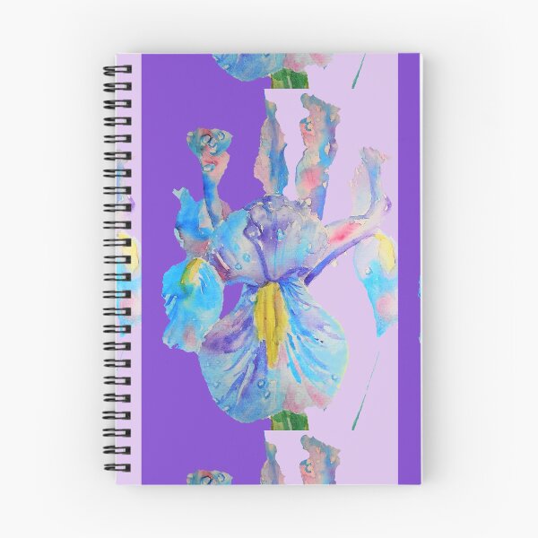 Item preview, Iris Watercolor Painting - Blue with Raindrops - on Purple and Lilac designed and sold by Sarah  Rajkotwala.