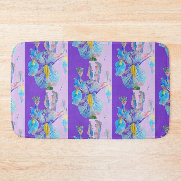 Item preview, Iris Watercolor Painting - Blue with Raindrops - on Purple and Lilac designed and sold by Sarah  Rajkotwala.