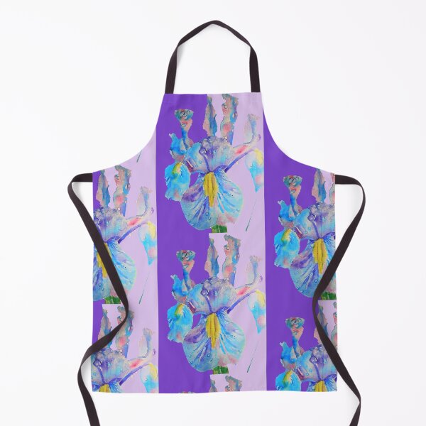 Item preview, Iris Watercolor Painting - Blue with Raindrops - on Purple and Lilac designed and sold by Sarah  Rajkotwala.