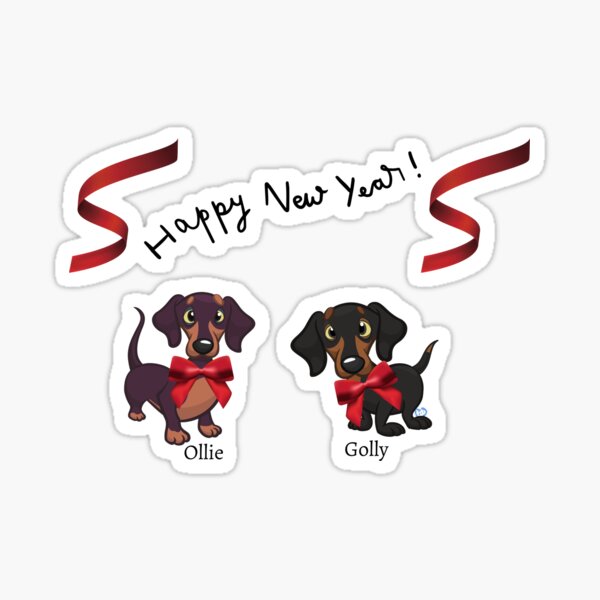 Golly & Ollie Say Happy New Year Sticker