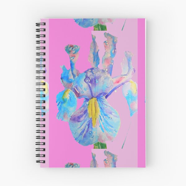 Item preview, Iris Watercolor Painting - Blue with Raindrops - on Magenta and Lilac Pink designed and sold by Sarah  Rajkotwala.