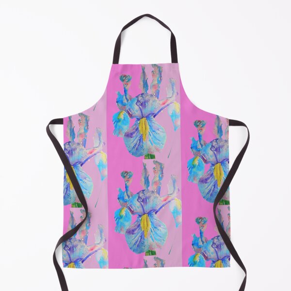 Item preview, Iris Watercolor Painting - Blue with Raindrops - on Magenta and Lilac Pink designed and sold by Sarah  Rajkotwala.