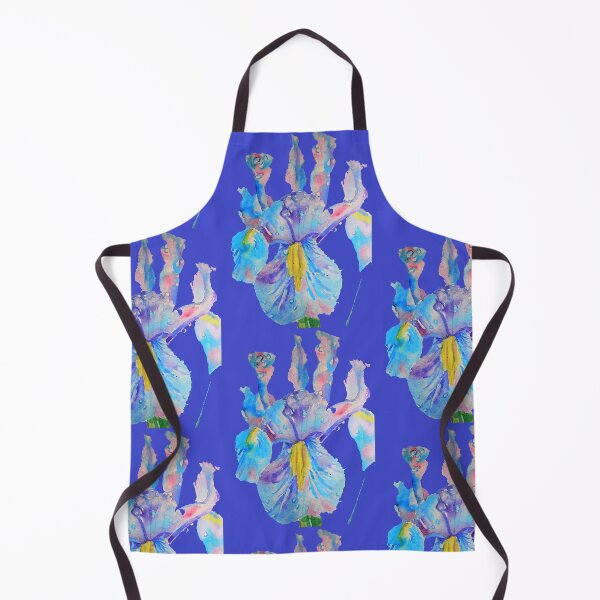 Item preview, Iris Watercolor Painting - Blue with Raindrops - on Navy designed and sold by Sarah  Rajkotwala.