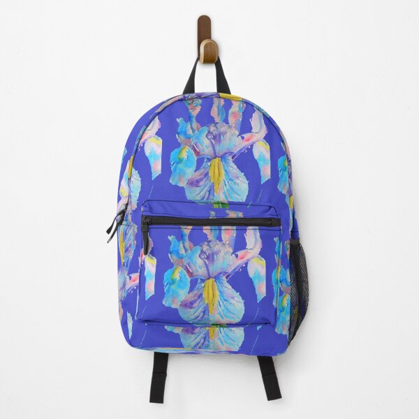 Item preview, Iris Watercolor Painting - Blue with Raindrops - on Navy designed and sold by Sarah  Rajkotwala.