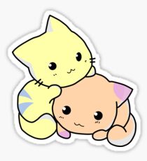 Zwei entzückende Karikaturkatzen Sticker