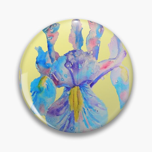 Item preview, Iris Watercolor Painting - Blue with Raindrops - on Lemon Yellow designed and sold by Sarah  Rajkotwala.