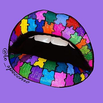 Rainbow rhinestones lip art | Sticker