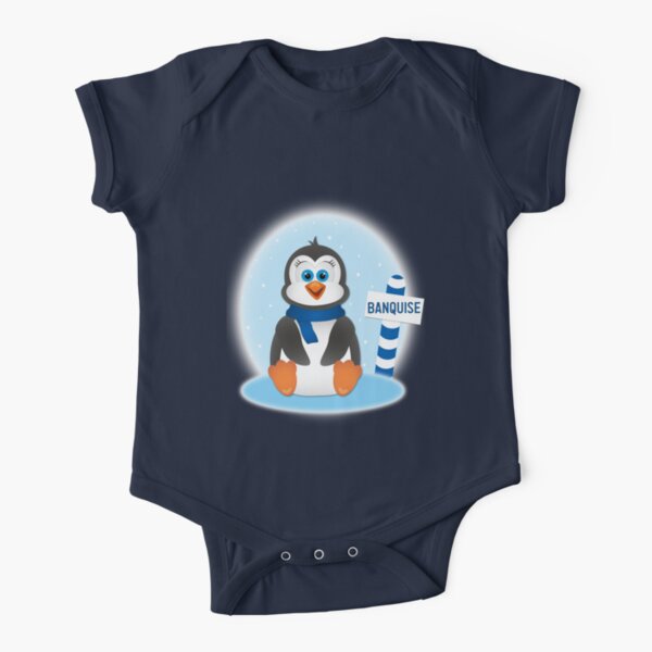 Cute Baby Penguin on Ice Floe Short Sleeve Baby One-Piece