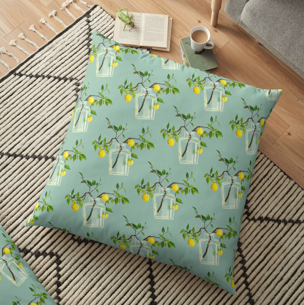 Lemon Tree Pattern Floor Pillow