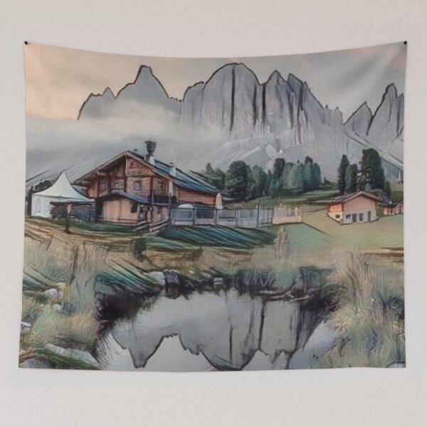 Item preview, GALATHI Mountain view at Dolomiti Val di Funes Blue - Mountain designed and sold by Galathi Designs.