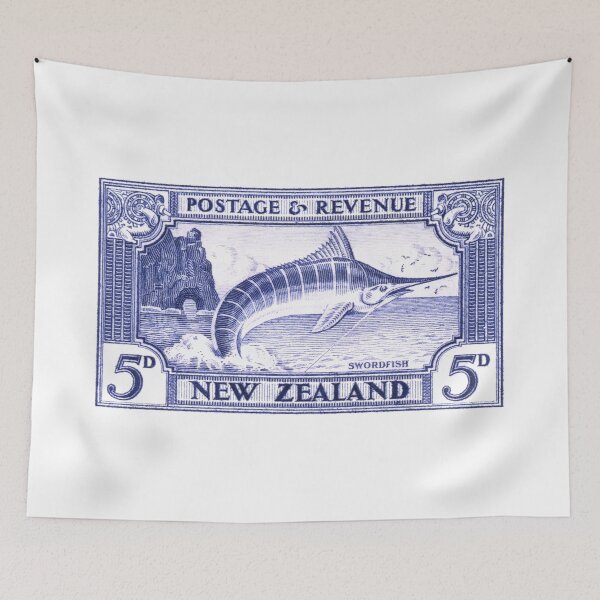 Item preview, 1935 New Zealand Swordfish Postage Stamp designed and sold by retrographics.