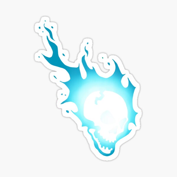 Flaming Skull Blue Sticker