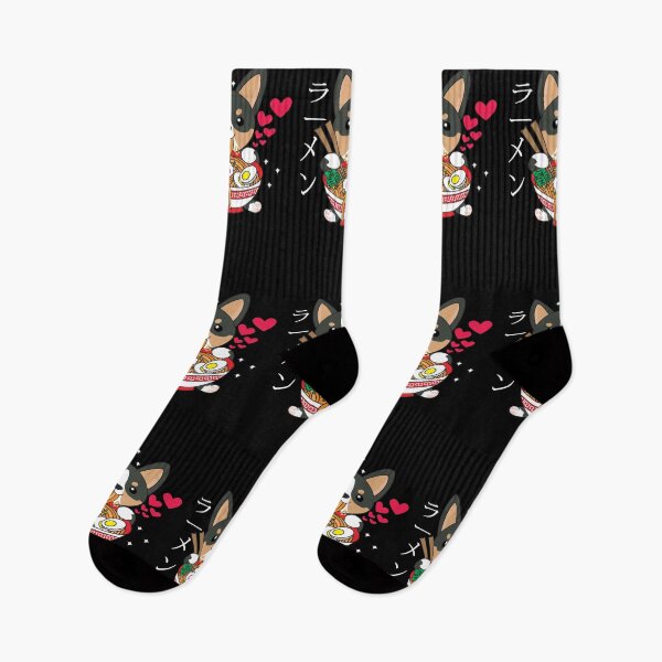 Item preview, Black Corgi Eating Ramen Cute Kawaii Noodles designed and sold by YueHeng Creates ⭐⭐⭐⭐⭐.