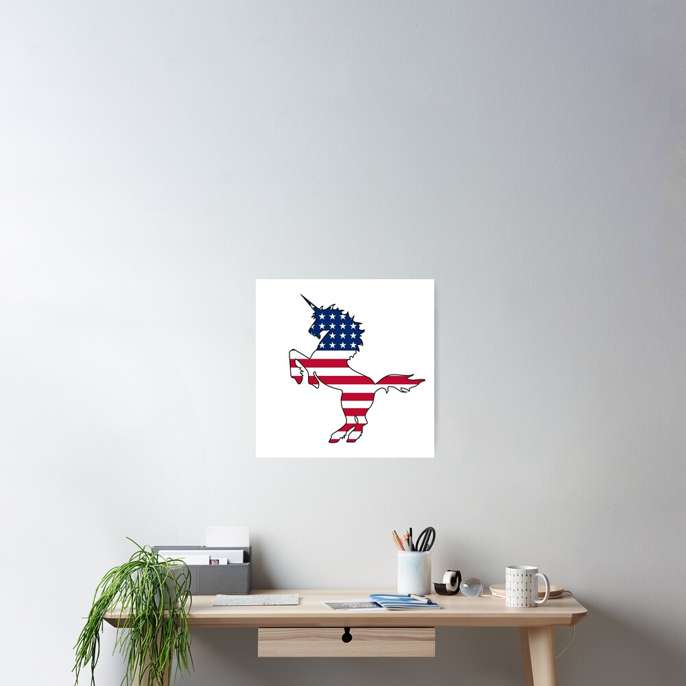 American flag unicorn Poster