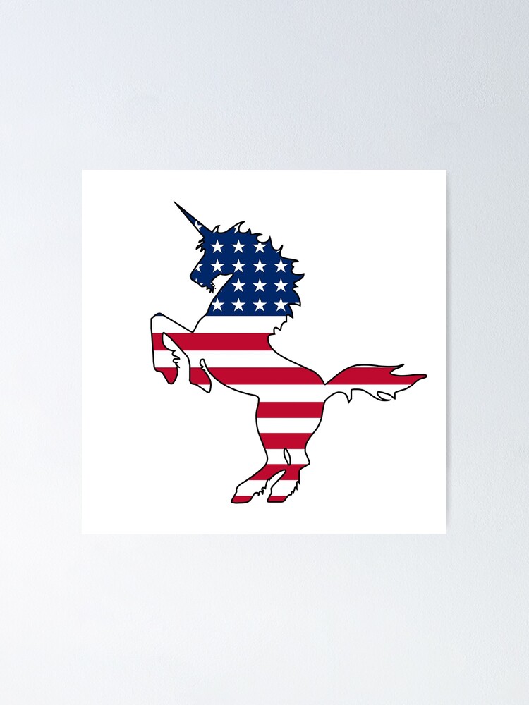 Alternate view of American flag unicorn Poster