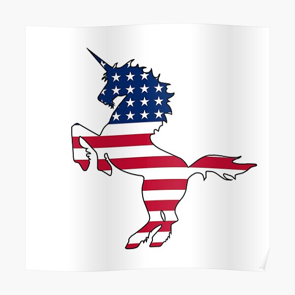 American flag unicorn Poster