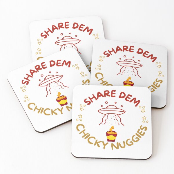 Item preview, Red & Yellow Share Dem Chicky Nuggies, UFO Abducting Chicken Nuggets designed and sold by Black11Flamingo.