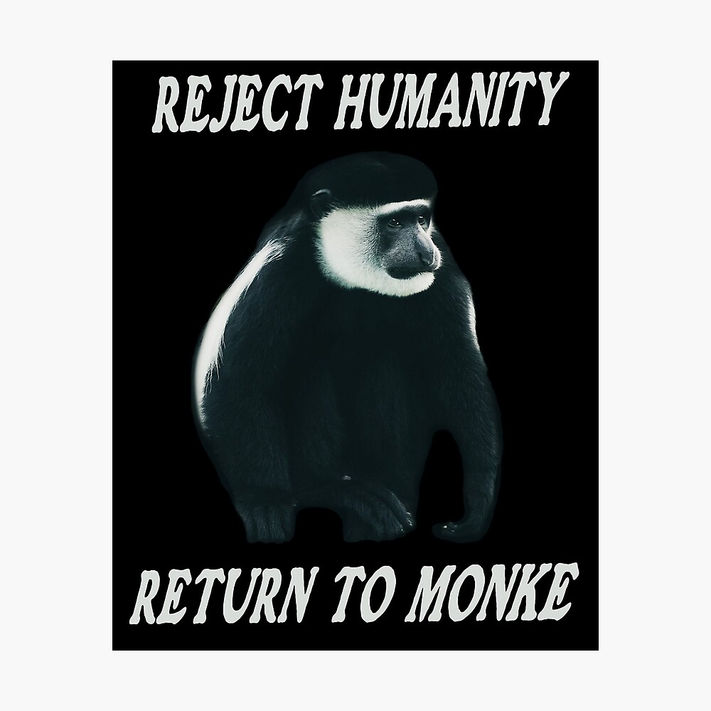 Die Menschheit Ablehnen Kehren Sie Zu Monke Meme Zuruck Poster Von Blueversion Redbubble