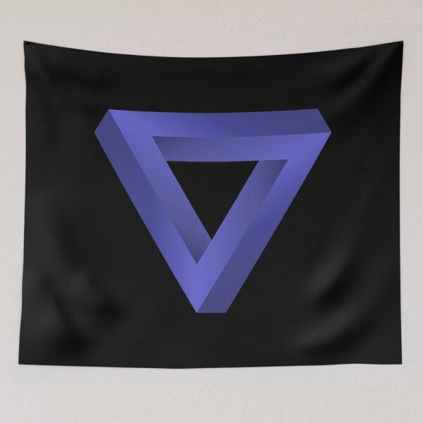 Item preview, The Impossible Penrose Triangle Optical Illusion Art ( Blue ) designed and sold by pgons.
