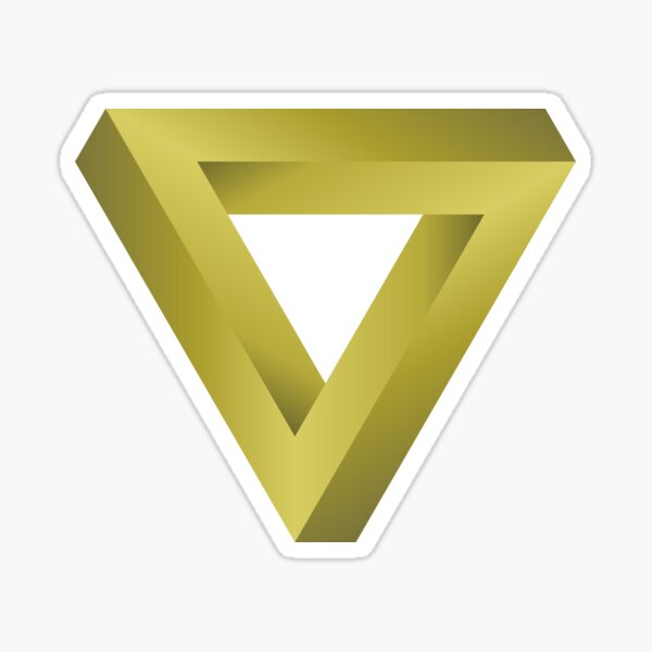 Vista previa del artículo con la obra «El arte imposible de ilusión óptica del triángulo de Penrose (dorado)», diseñado y vendido por pgons.