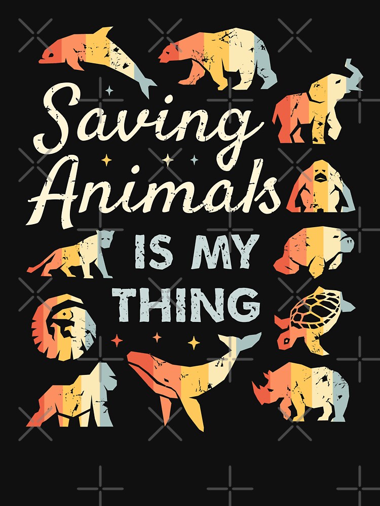 Disover Saving Animals Is My Thing - Retro Endangered Animals Kid Pullover Hoodie