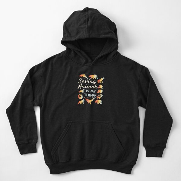 Disover Saving Animals Is My Thing - Retro Endangered Animals Kid Pullover Hoodie