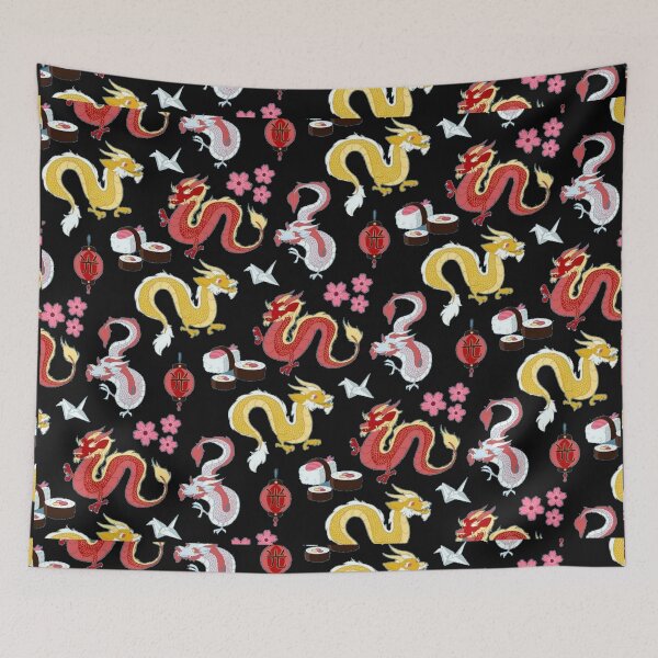 Item preview, A Dragon and Sushi Pattern Art Design designed and sold by The Merch.