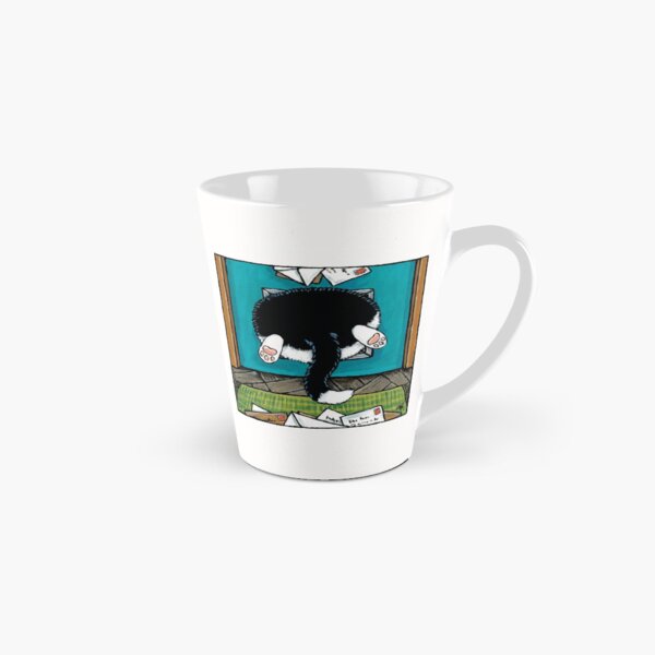 Bit of a Squeeze - Cat in a Cat Flap Tall Mug