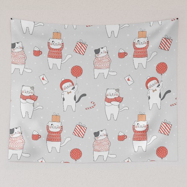 Item preview, Christmas Pattern,  funny happy cats design designed and sold by Phoca Mobil.