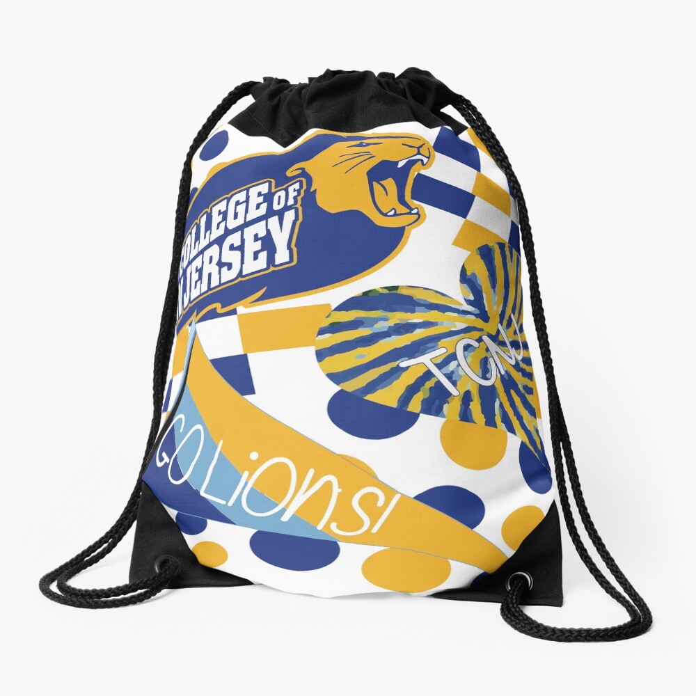 The College of New Jersey Collage Drawstring Bag