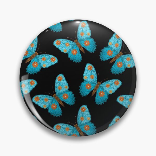 Item preview, Blissful blue butterfly folkart painting designed and sold by Prita-D.