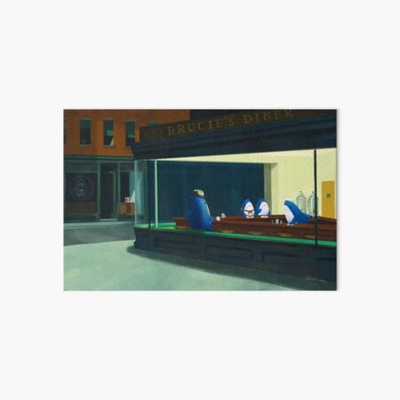 Nighthawks: blahaj/shark edition Art Board Print