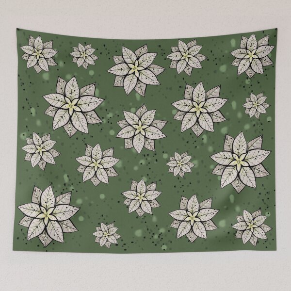 Item preview, White Christmas Star Poinsettia Flower Pattern Green designed and sold by evastina.