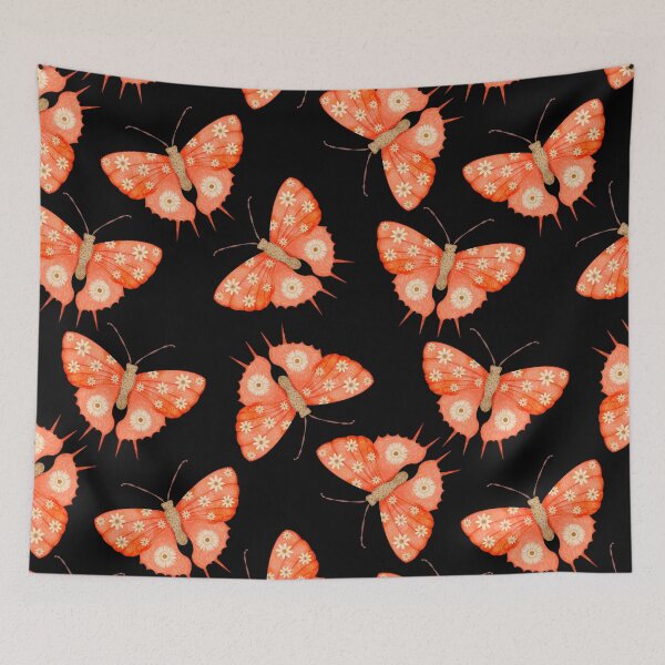 Item preview,  Peach perfect butterfly folkart print designed and sold by Prita-D.