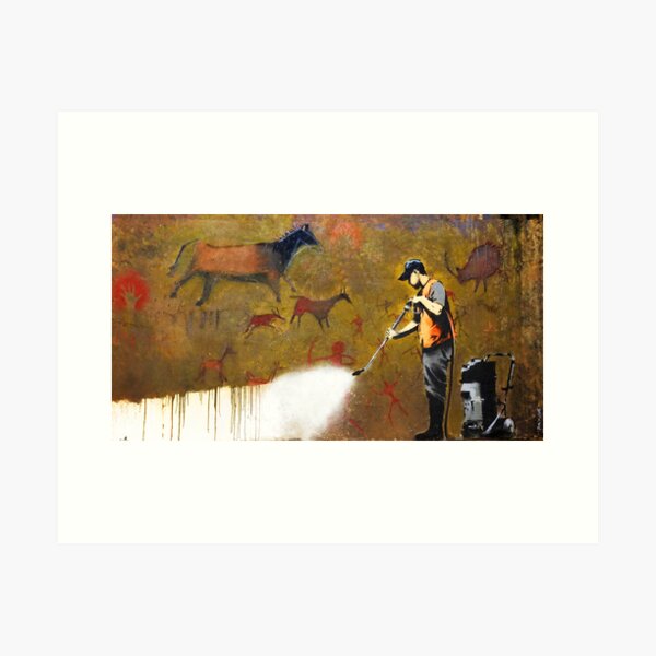 Item preview, Banksy Council Worker Graffiti Cave Painting Removal designed and sold by WE-ARE-BANKSY.