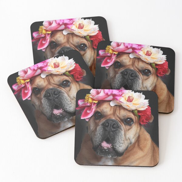 Item preview, Continental bulldog dog with flower wreath designed and sold by Toffy2222.