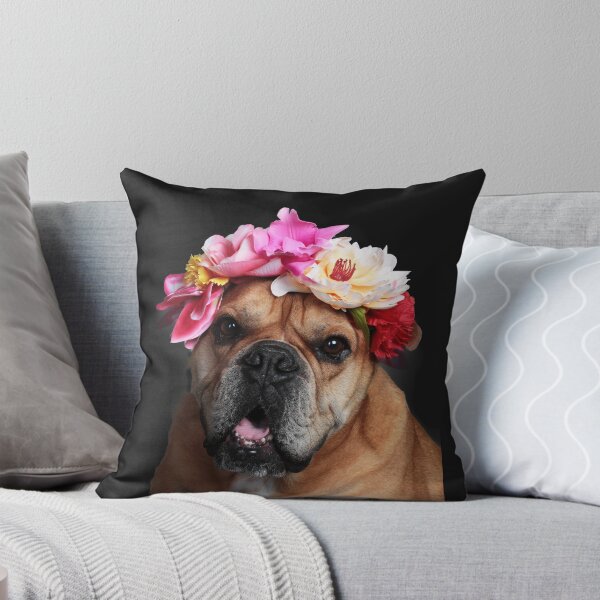 Item preview, Continental bulldog dog with flower wreath designed and sold by Toffy2222.